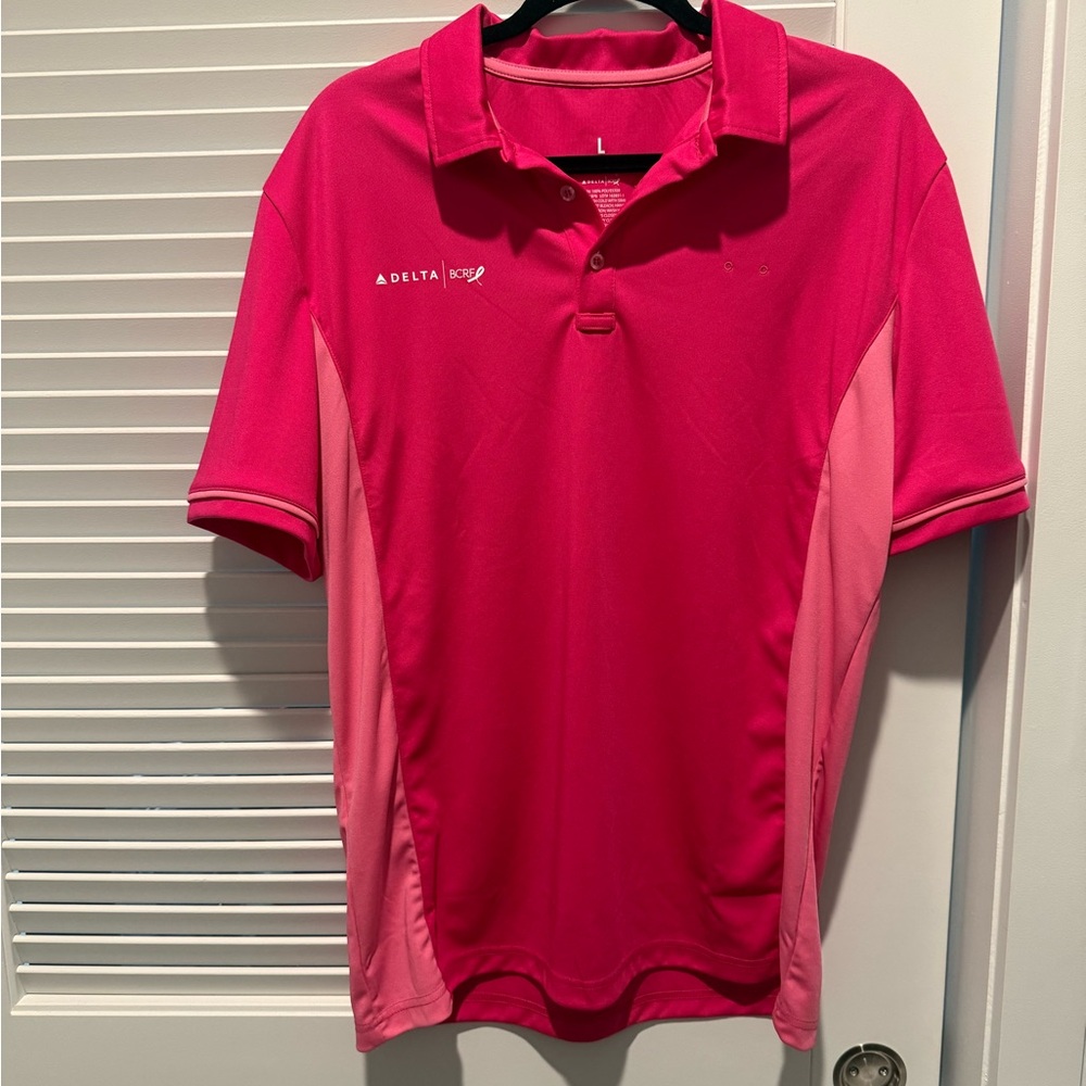 Delta Centennial Year 2025 BCRF Short Sleeve Pink Polo - Size: L